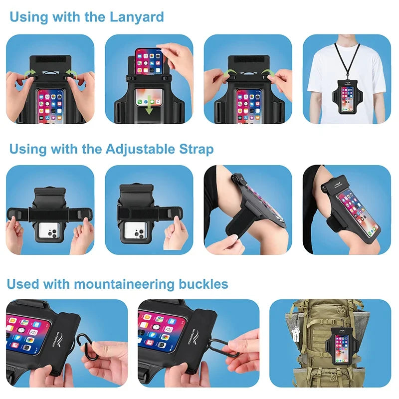 Haissky Armband for iPhone Waterproof Phone Bag 17 16 15 14 Pro Max for iPhone 11 Pro Case Swimming Surfing Arm Phone Bag