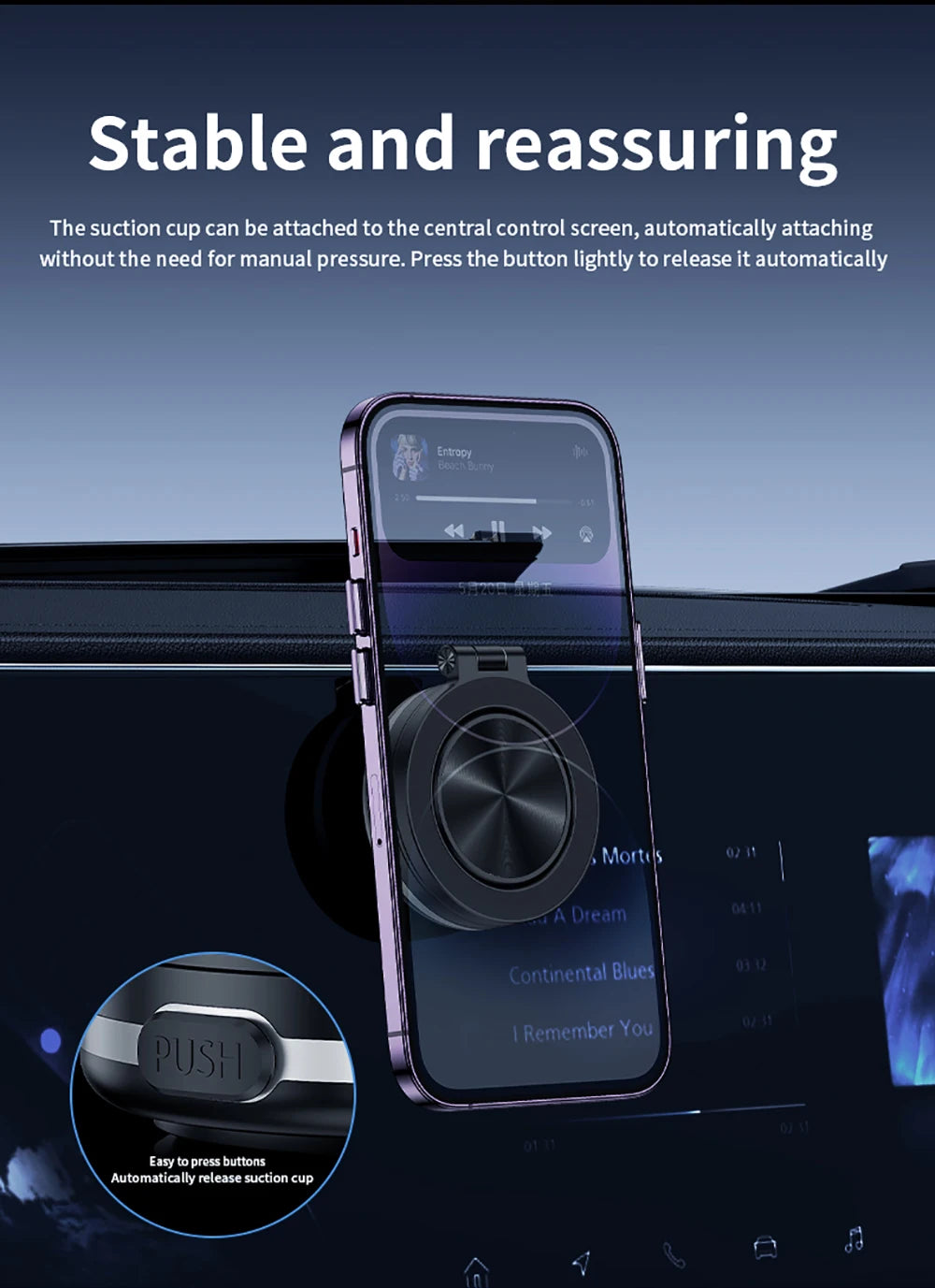 Kebidumei 360° Rotatable Car Magnetic Holder Intelligent Vacuum Adsorption Phone Stand Car Mount Windshield Magnetic Car Bracket