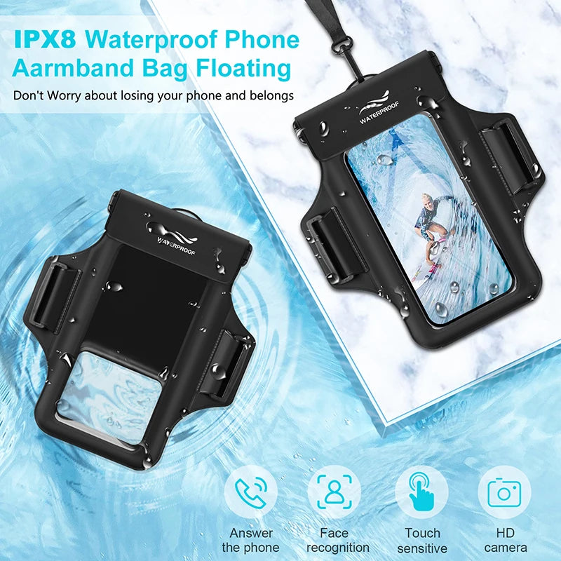 Haissky Armband for iPhone Waterproof Phone Bag 17 16 15 14 Pro Max for iPhone 11 Pro Case Swimming Surfing Arm Phone Bag