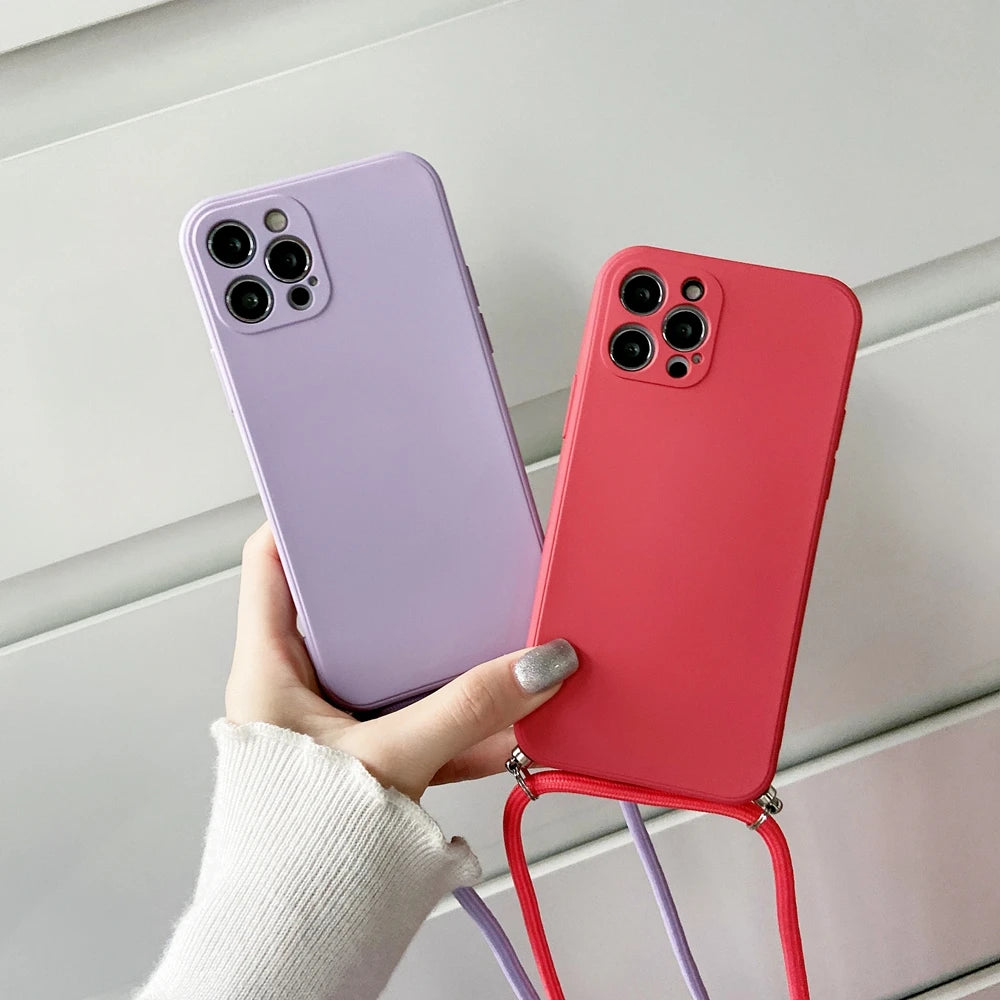 Crossbody Lanyard Strap Rope Phone Case For iPhone 8 7 6 Plus 6S 5S X XS Max XR SE Necklace Adjustable Cover
