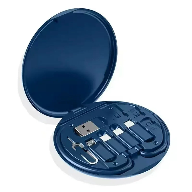 Portable Multifunctional Data Cable Storage Box, 60W Fast Charging Mobile Phone Holder Charging Cable Set Multi Head Conversio