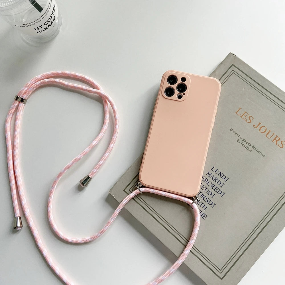 Crossbody Lanyard Strap Rope Phone Case For iPhone 8 7 6 Plus 6S 5S X XS Max XR SE Necklace Adjustable Cover