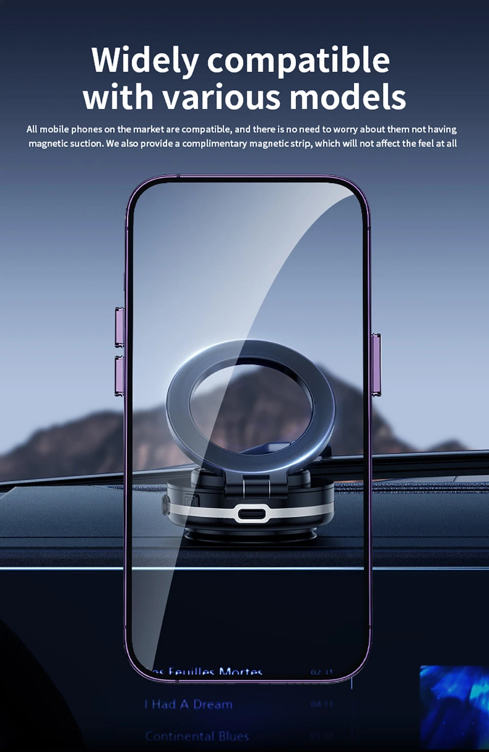 Kebidumei 360° Rotatable Car Magnetic Holder Intelligent Vacuum Adsorption Phone Stand Car Mount Windshield Magnetic Car Bracket