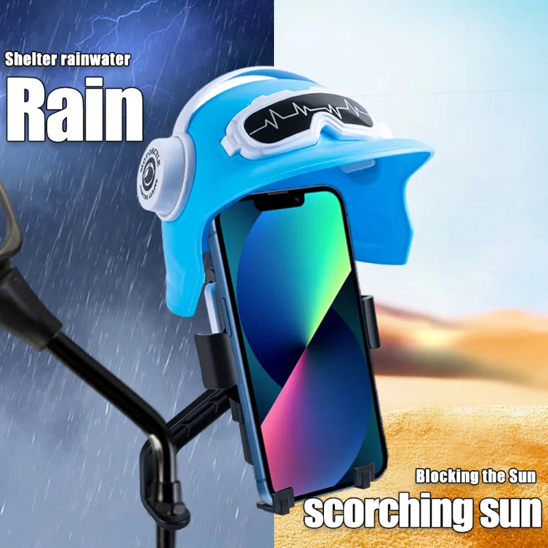 1pcs Motorcycle Mobile Phone Holder Universal Phone Holder Small Helmet Phone Stand With Sun Visor Waterproof Bracket Sunshade