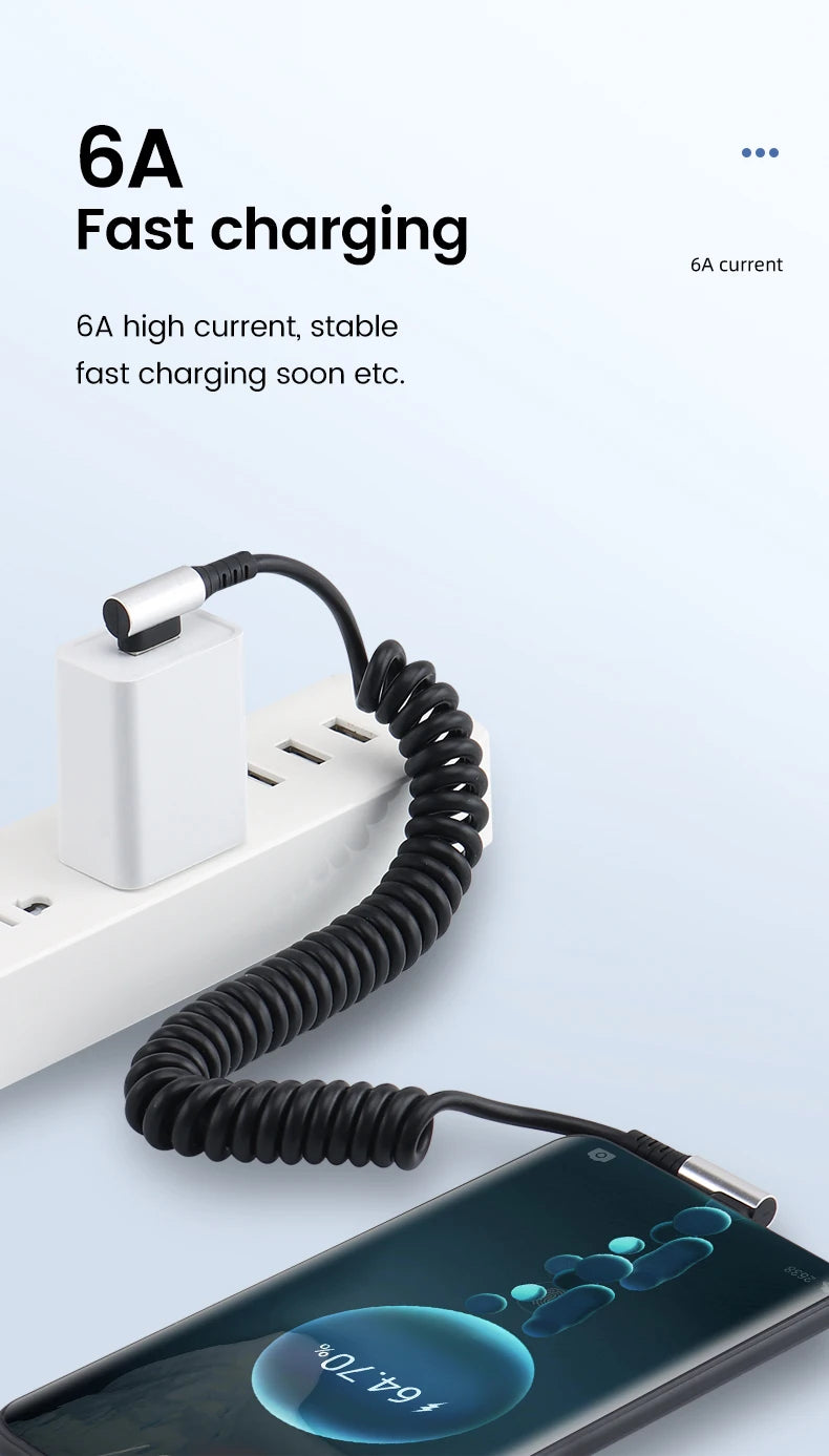 Olaf 6A Short Spring Data Cable USB Type C For Huawei Xiaomi Samsung Fast Charging Wire Cord USB C To Type C Cable For iPhone 15