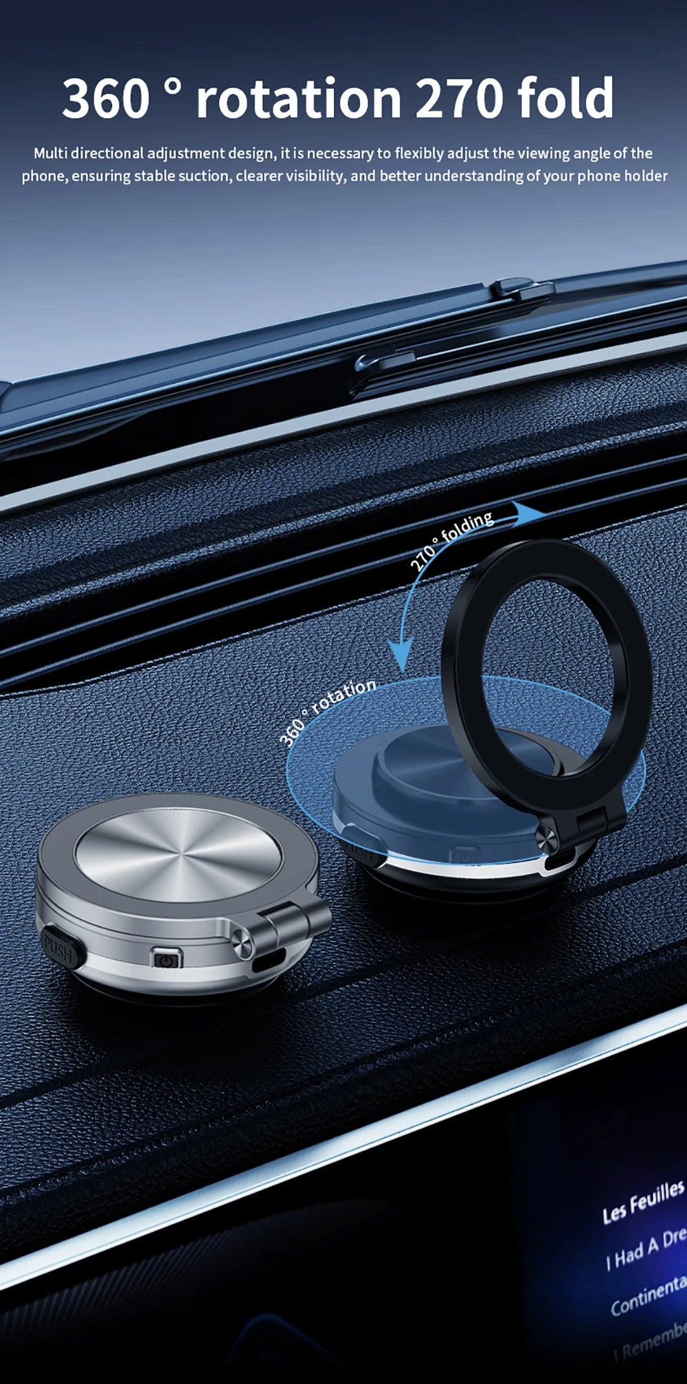 Kebidumei 360° Rotatable Car Magnetic Holder Intelligent Vacuum Adsorption Phone Stand Car Mount Windshield Magnetic Car Bracket