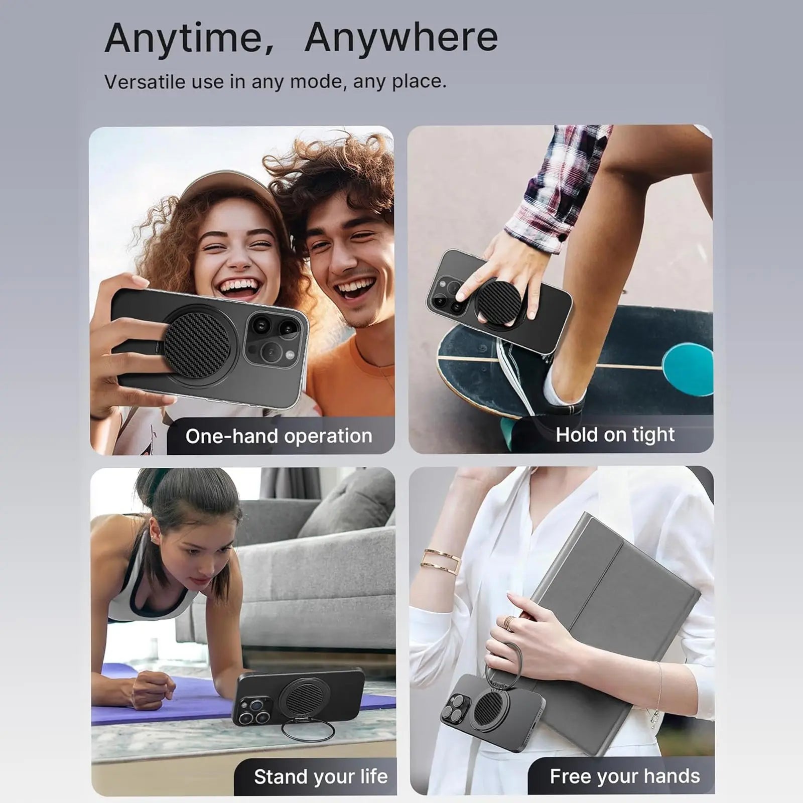 Magnetic Phone Grip Holder Strong Magnet Magsafe Phone Holder with Ring for All Phone and Case Foldable Phone Bracket for iPhone