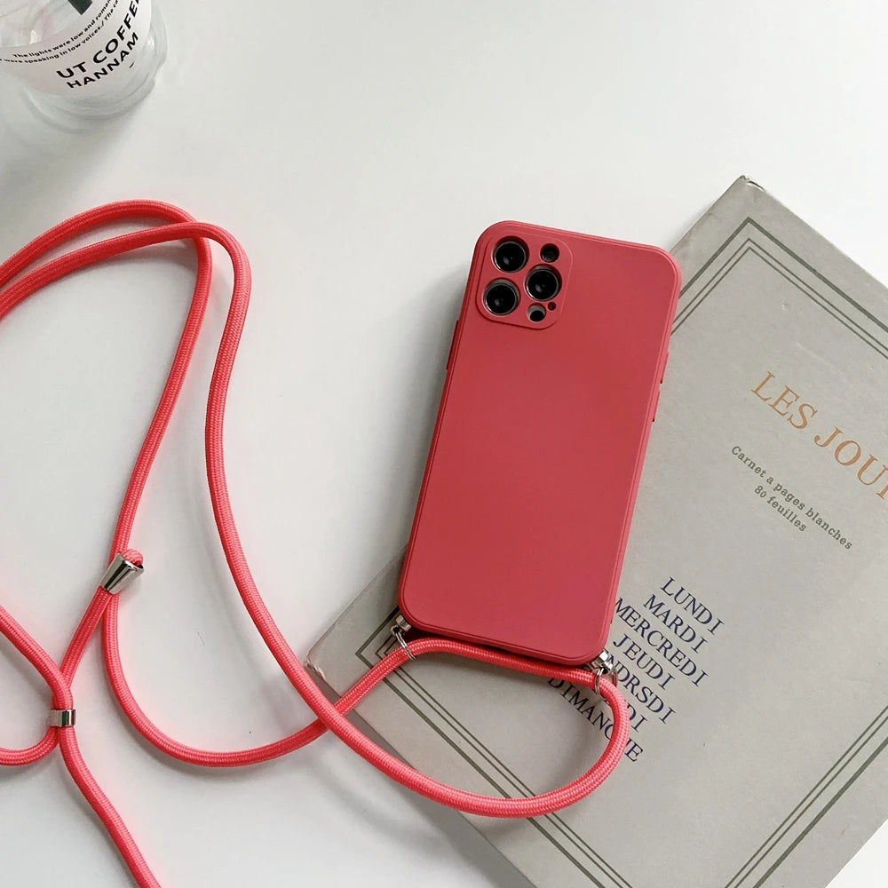 Crossbody Lanyard Strap Rope Phone Case For iPhone 8 7 6 Plus 6S 5S X XS Max XR SE Necklace Adjustable Cover