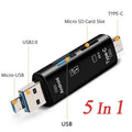6 in 1 Card Reader USB 2.0 to Type C/SD/TF Memory Card Adapter for Mobile Phone Laptop Accessories Multifunction Cardreader