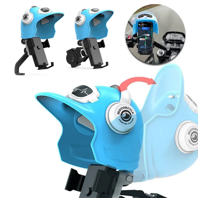 1pcs Motorcycle Mobile Phone Holder Universal Phone Holder Small Helmet Phone Stand With Sun Visor Waterproof Bracket Sunshade