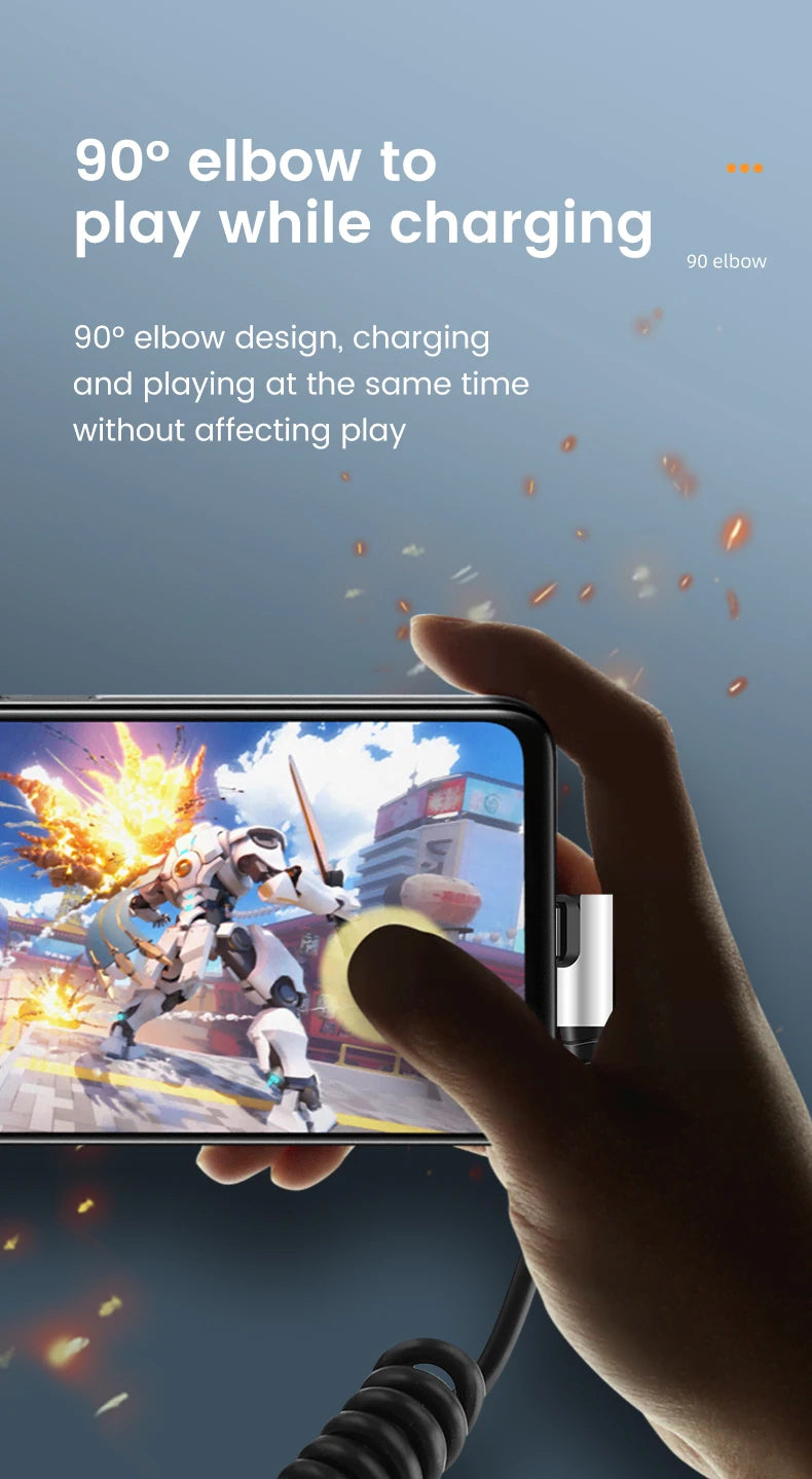 Olaf 6A Short Spring Data Cable USB Type C For Huawei Xiaomi Samsung Fast Charging Wire Cord USB C To Type C Cable For iPhone 15