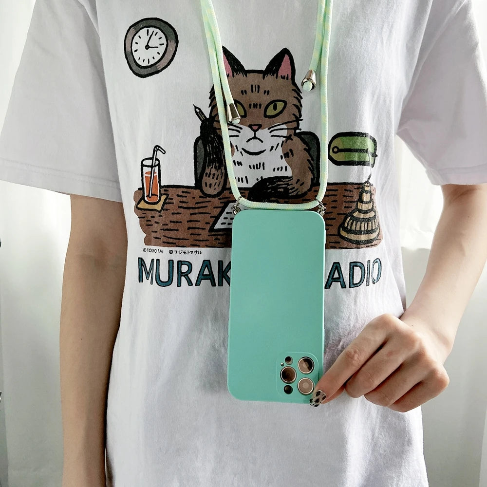 Crossbody Lanyard Strap Rope Phone Case For iPhone 8 7 6 Plus 6S 5S X XS Max XR SE Necklace Adjustable Cover