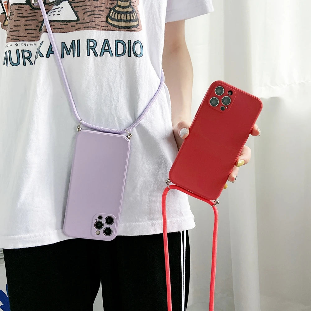 Crossbody Lanyard Strap Rope Phone Case For iPhone 8 7 6 Plus 6S 5S X XS Max XR SE Necklace Adjustable Cover