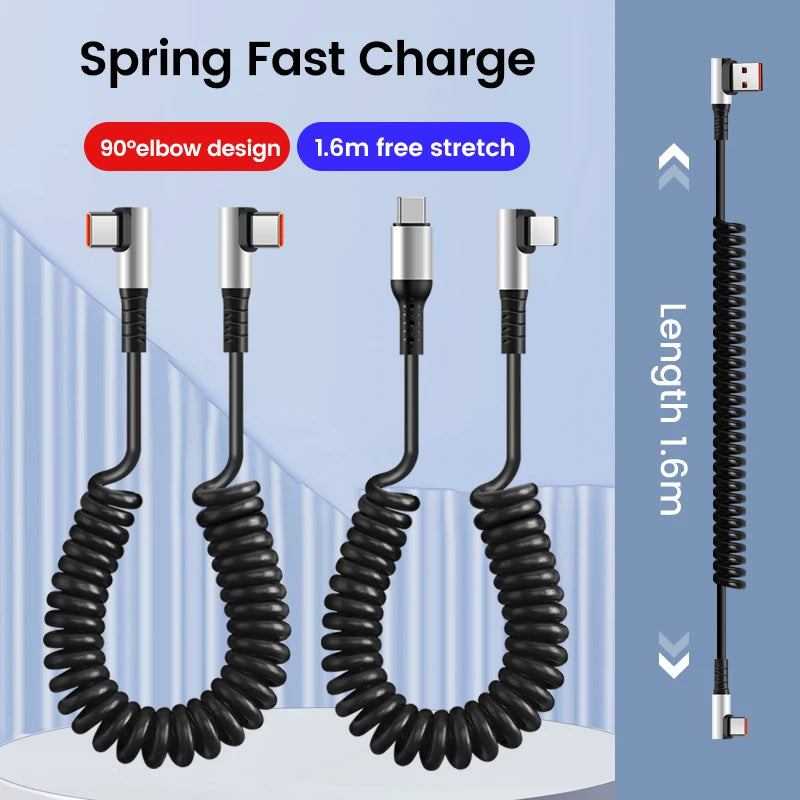 Olaf 6A Short Spring Data Cable USB Type C For Huawei Xiaomi Samsung Fast Charging Wire Cord USB C To Type C Cable For iPhone 15