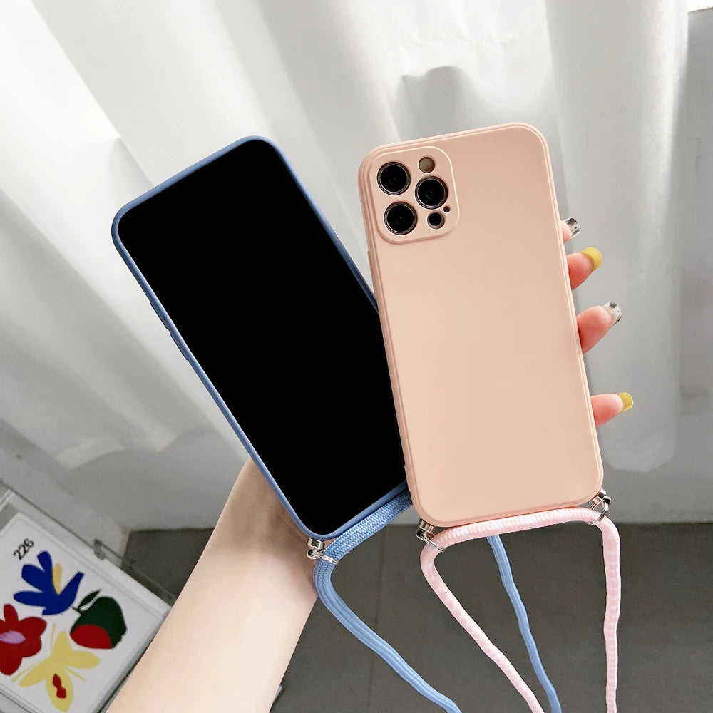 Crossbody Lanyard Strap Rope Phone Case For iPhone 8 7 6 Plus 6S 5S X XS Max XR SE Necklace Adjustable Cover