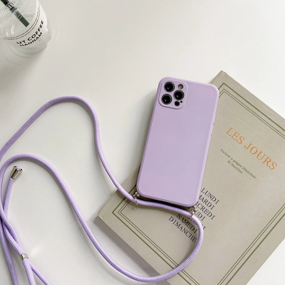Crossbody Lanyard Strap Rope Phone Case For iPhone 8 7 6 Plus 6S 5S X XS Max XR SE Necklace Adjustable Cover