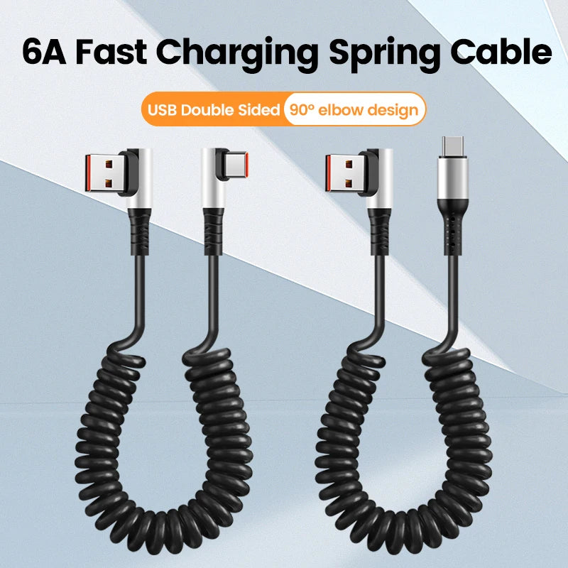 Olaf 6A Short Spring Data Cable USB Type C For Huawei Xiaomi Samsung Fast Charging Wire Cord USB C To Type C Cable For iPhone 15