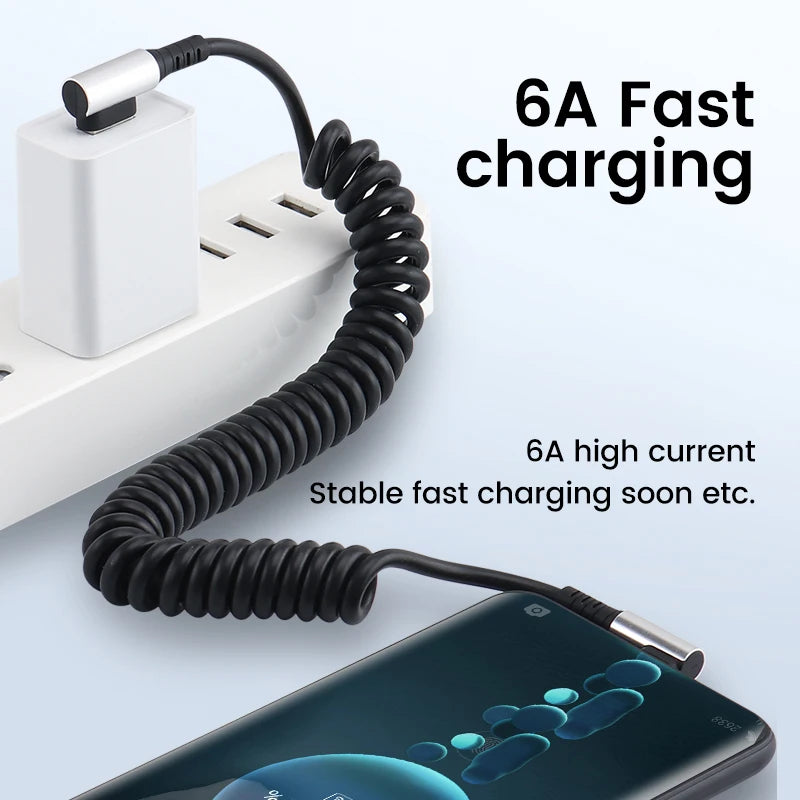 Olaf 6A Short Spring Data Cable USB Type C For Huawei Xiaomi Samsung Fast Charging Wire Cord USB C To Type C Cable For iPhone 15