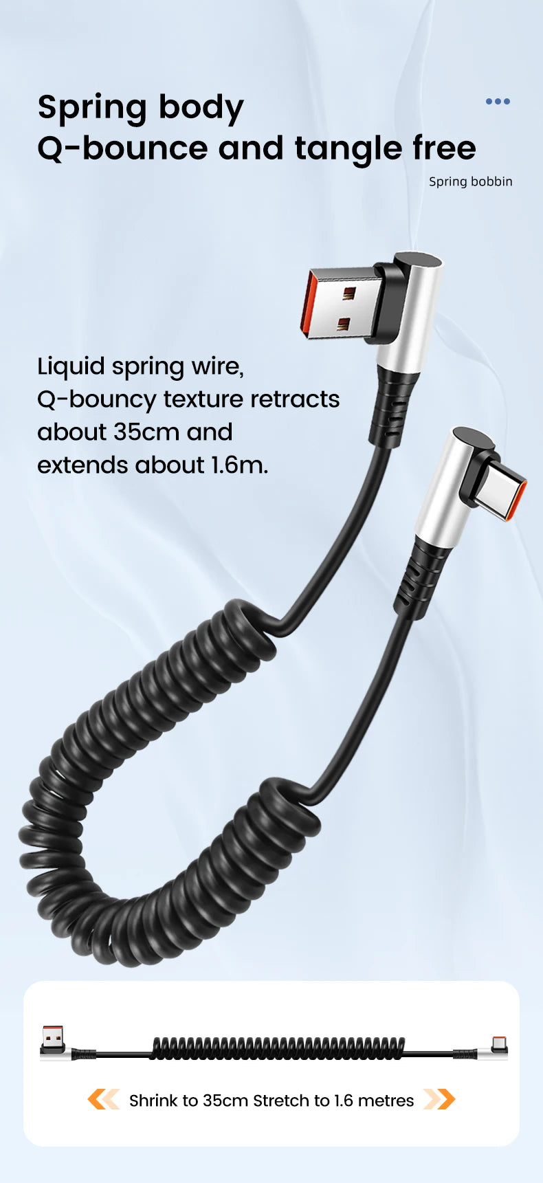 Olaf 6A Short Spring Data Cable USB Type C For Huawei Xiaomi Samsung Fast Charging Wire Cord USB C To Type C Cable For iPhone 15