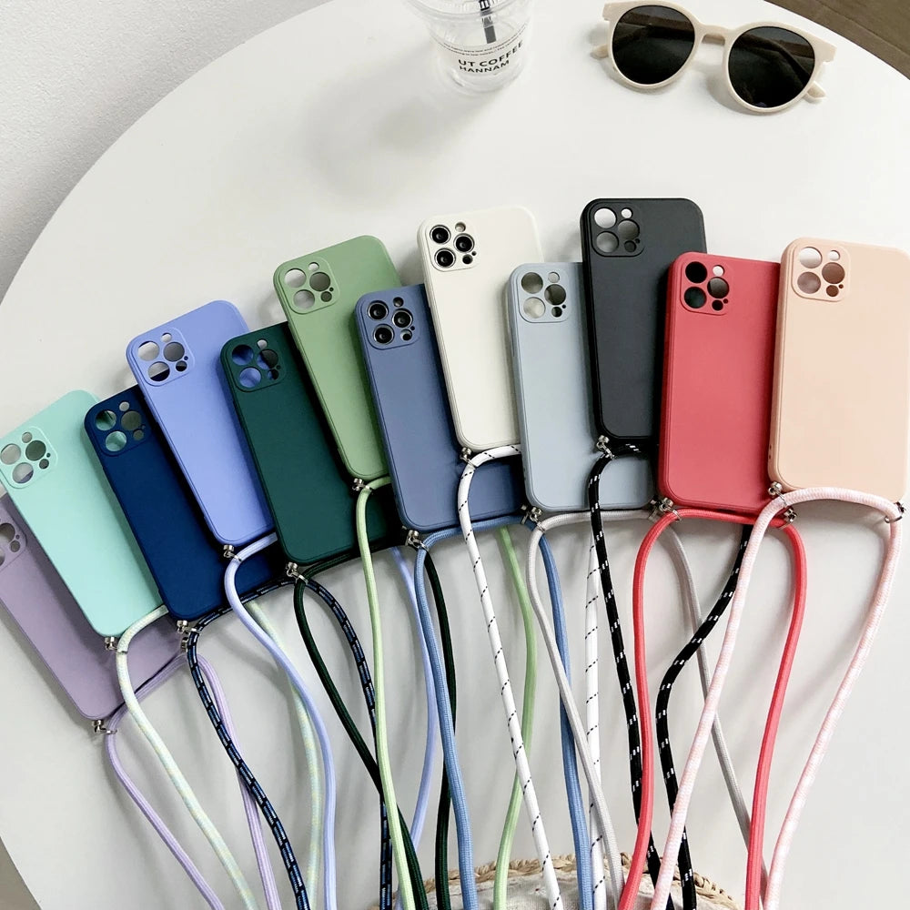 Crossbody Lanyard Strap Rope Phone Case For iPhone 8 7 6 Plus 6S 5S X XS Max XR SE Necklace Adjustable Cover